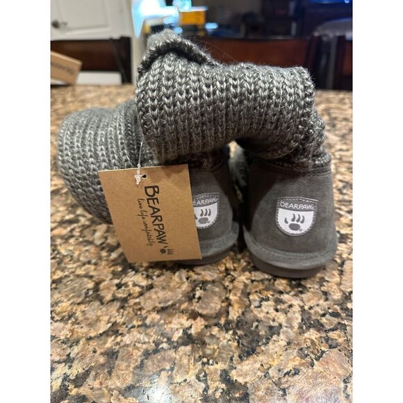 BEARPAW Knit Tall Gray II Boots Size 7 - Picture 3 of 5